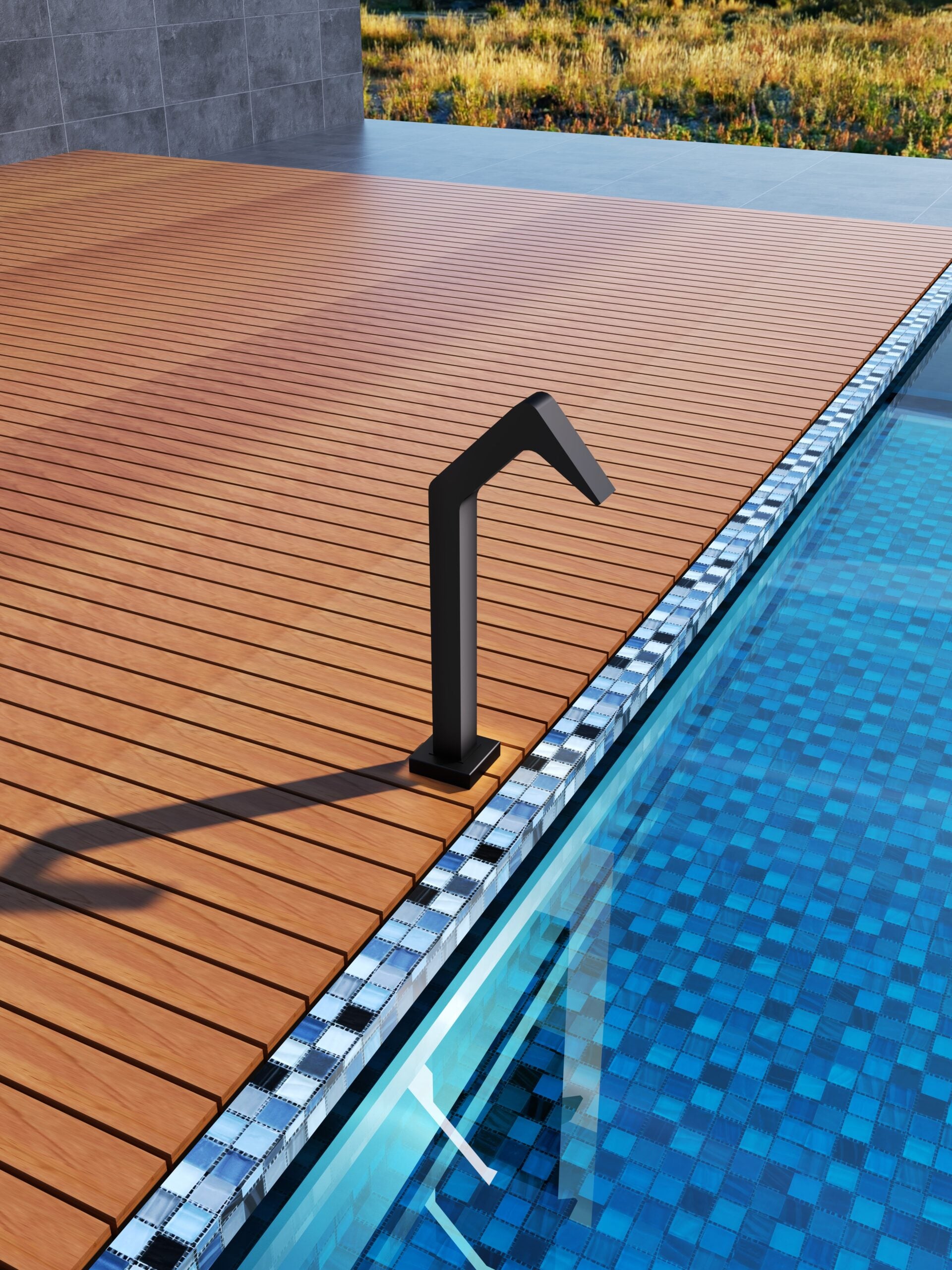 IMEX Cascata per piscina in acciaio inox 316 nero opaco design distintivo e massima anticorrosione dimensioni ottimali NIAGARA Altezza 68 cm Profondita di 6 cm Connessione 1-2