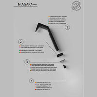 IMEX Cascata per piscina in acciaio inox 316 nero opaco design distintivo e massima anticorrosione dimensioni ottimali NIAGARA Altezza 68 cm Profondita di 6 cm Connessione 1-2