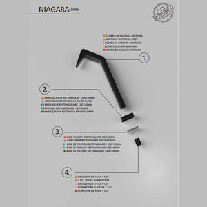 IMEX Cascata per piscina in acciaio inox 316 nero opaco design distintivo e massima anticorrosione dimensioni ottimali NIAGARA Altezza 68 cm Profondita di 6 cm Connessione 1-2