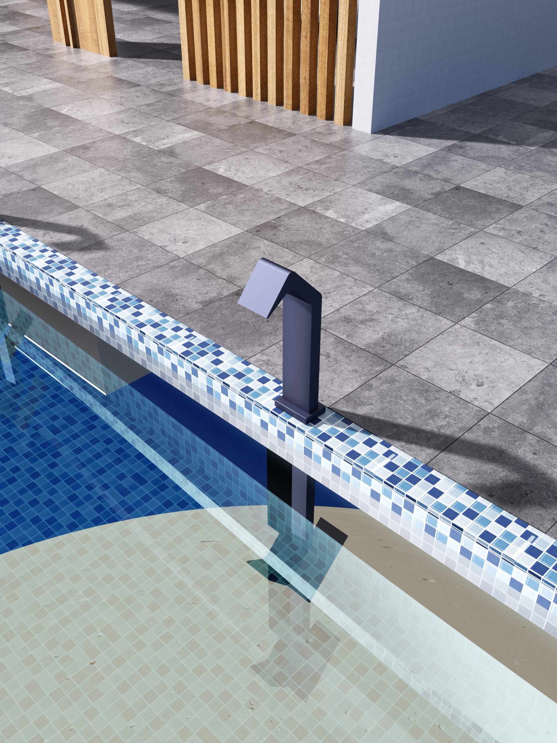 IMEX Cascata per piscina in acciaio inox 316 NIAGARA blu oceano Design compatto per spazi esterni Resistenza alla corrosione superiore e facilita di installazione Altezza 68 cm