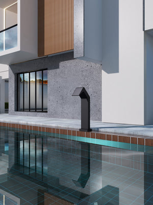 IMEX Cascata per piscina in acciaio inox 316 nero opaco Altezza di 68cm Piedistallo decorativo Offre resistenza anticorrosione Modello NIAGARA