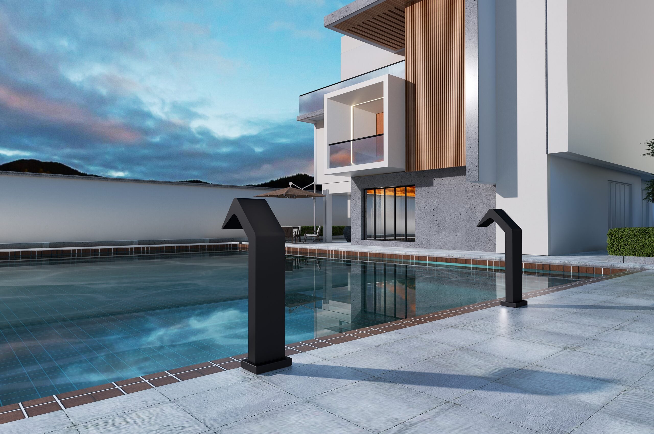 IMEX Cascata per piscina in acciaio inox 316 nero opaco Altezza di 68cm Piedistallo decorativo Offre resistenza anticorrosione Modello NIAGARA