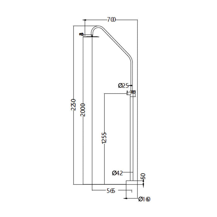 IMEX Doccia per piscine in acciaio 316 nero opaco diffusore orientabile e rubinetto monoforo modello ALASKA