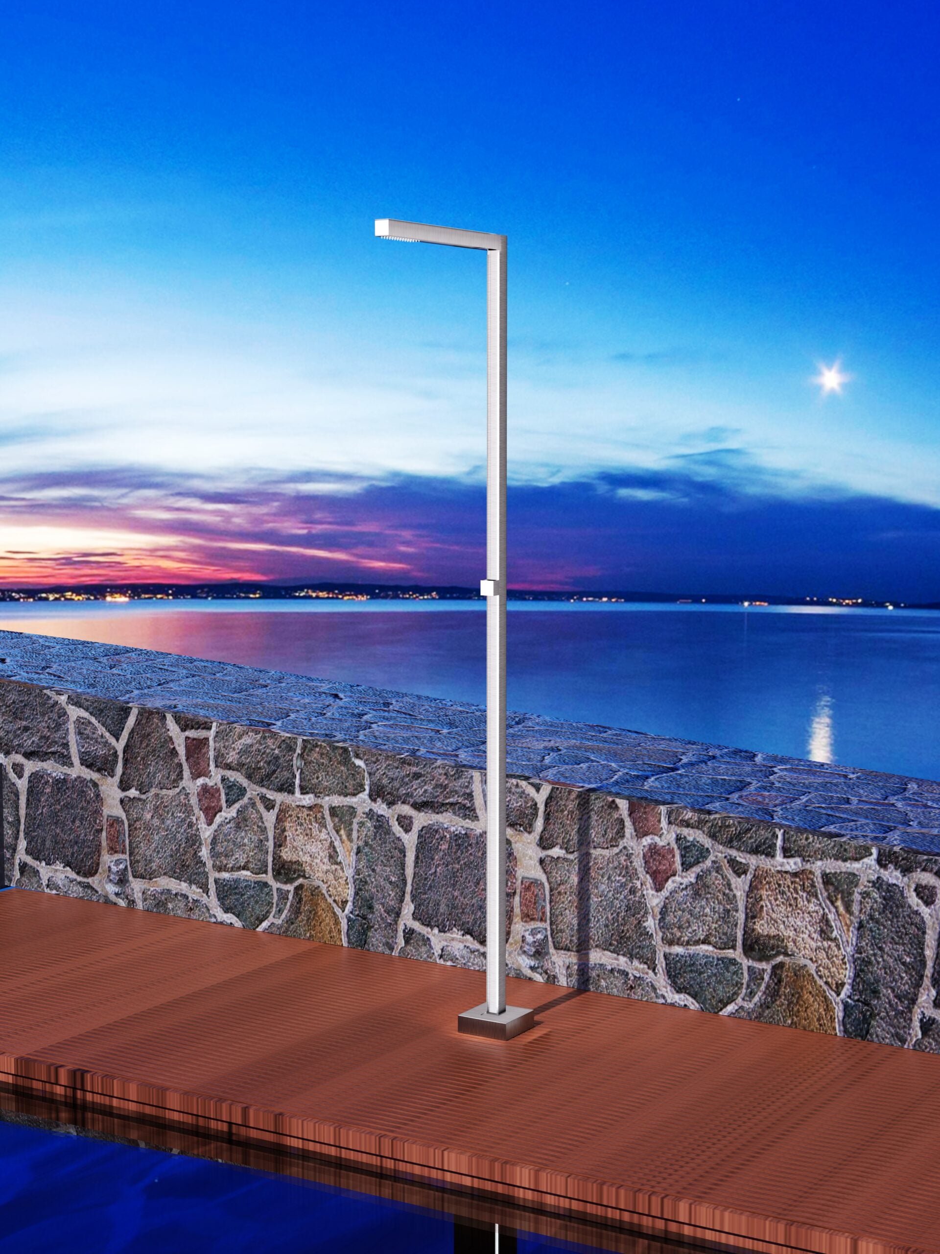 IMEX Doccia piscina in acciaio 316 ALABAMA eccellenza in acciaio design raffinato diffusore anticalcare rubinetto a 2 vie ideale per esterni