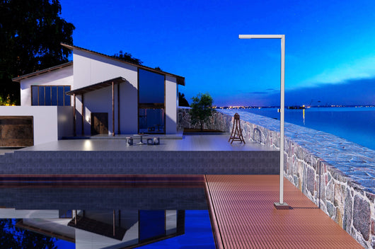 IMEX Doccia piscina in acciaio 316 ALABAMA eccellenza in acciaio design raffinato diffusore anticalcare rubinetto a 2 vie ideale per esterni