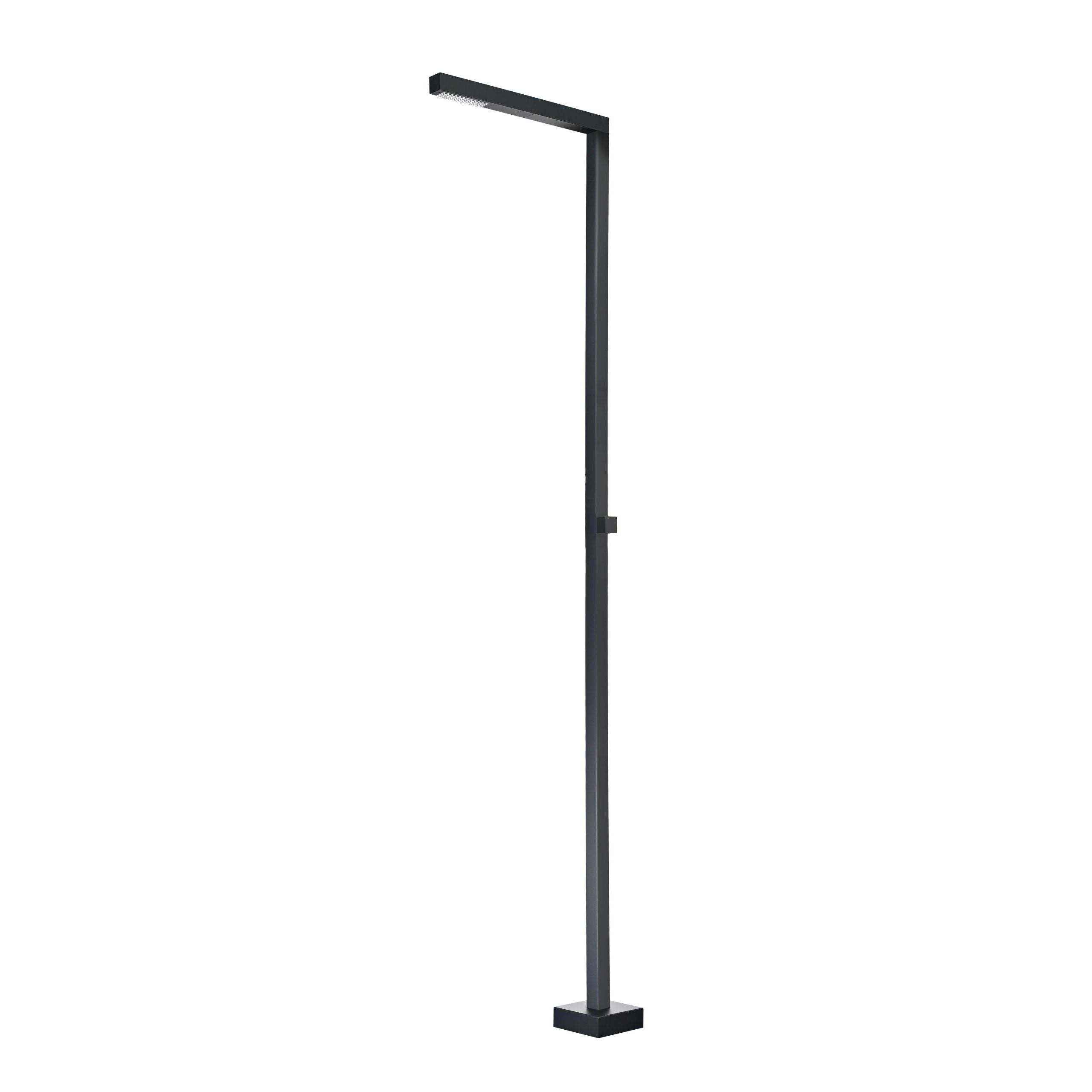 IMEX Doccia piscina in acciaio 316 finitura nero opaco con rubinetto monoforo a 2 vie sistema anticalcare e base decorativa - modello ALABAMA