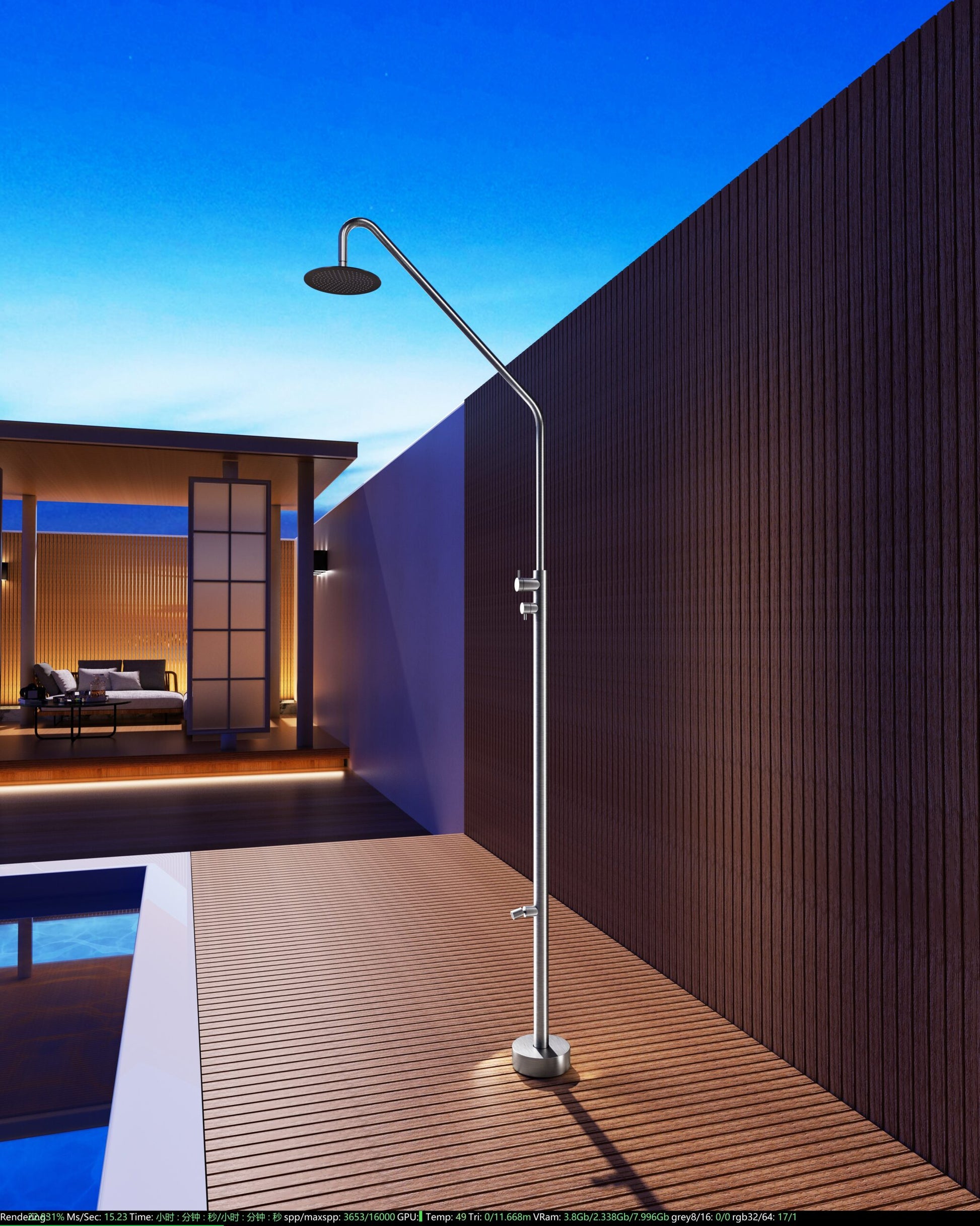 IMEX Doccia per piscine in acciaio 316 con diffusore orientabile e rubinetto a 2 vie resistente alla corrosione modello DAKOTA