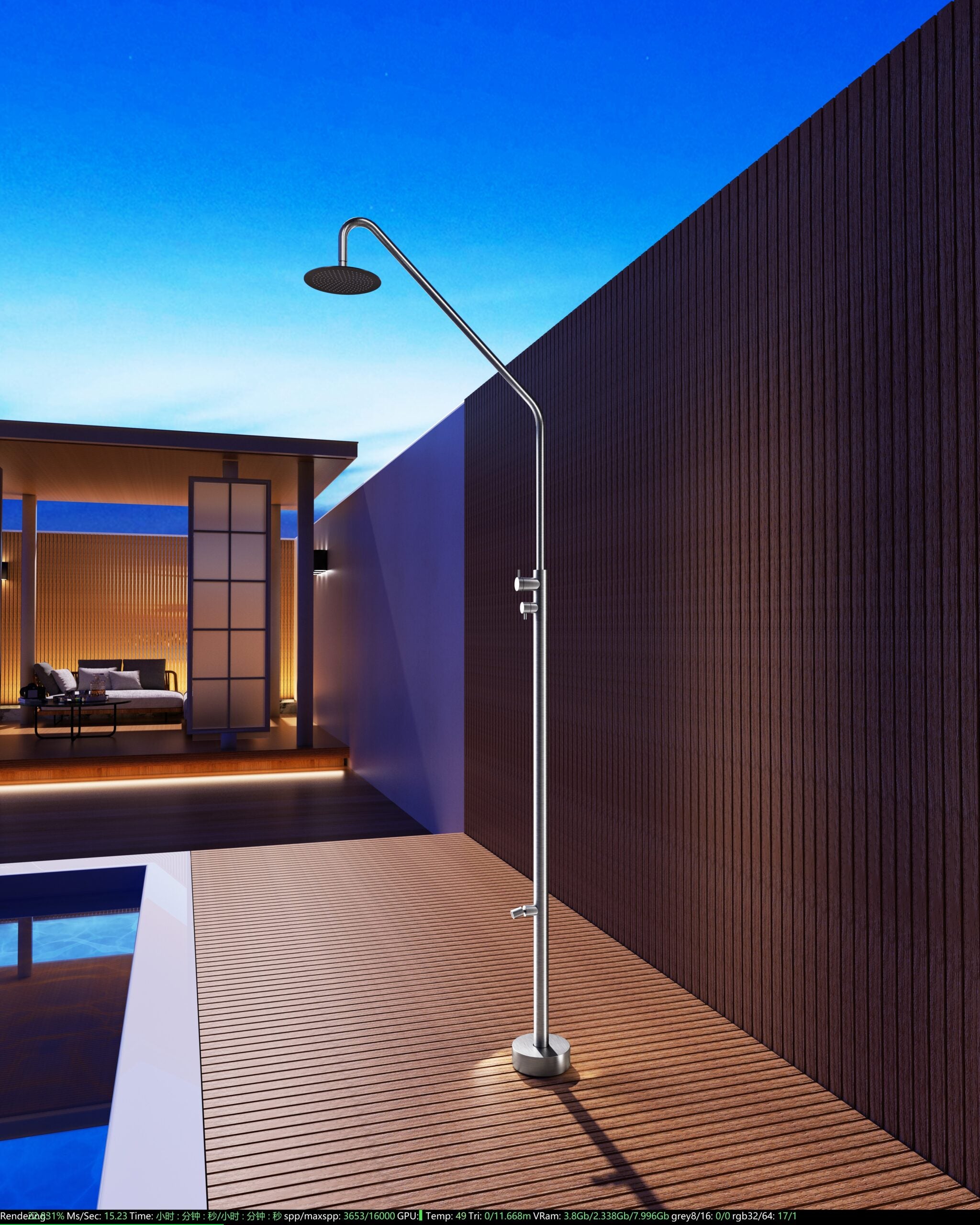 IMEX Doccia per piscine in acciaio 316 con diffusore orientabile e rubinetto a 2 vie resistente alla corrosione modello DAKOTA