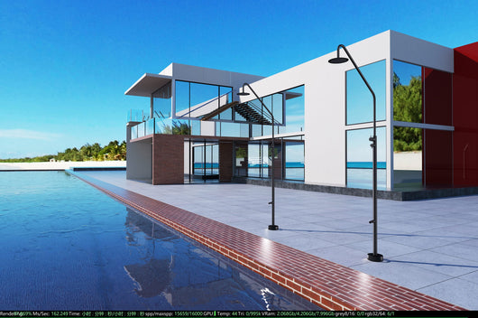 IMEX Doccia per piscine in acciaio 316 con finitura nera opaca e diffusore orientabile modello DAKOTA