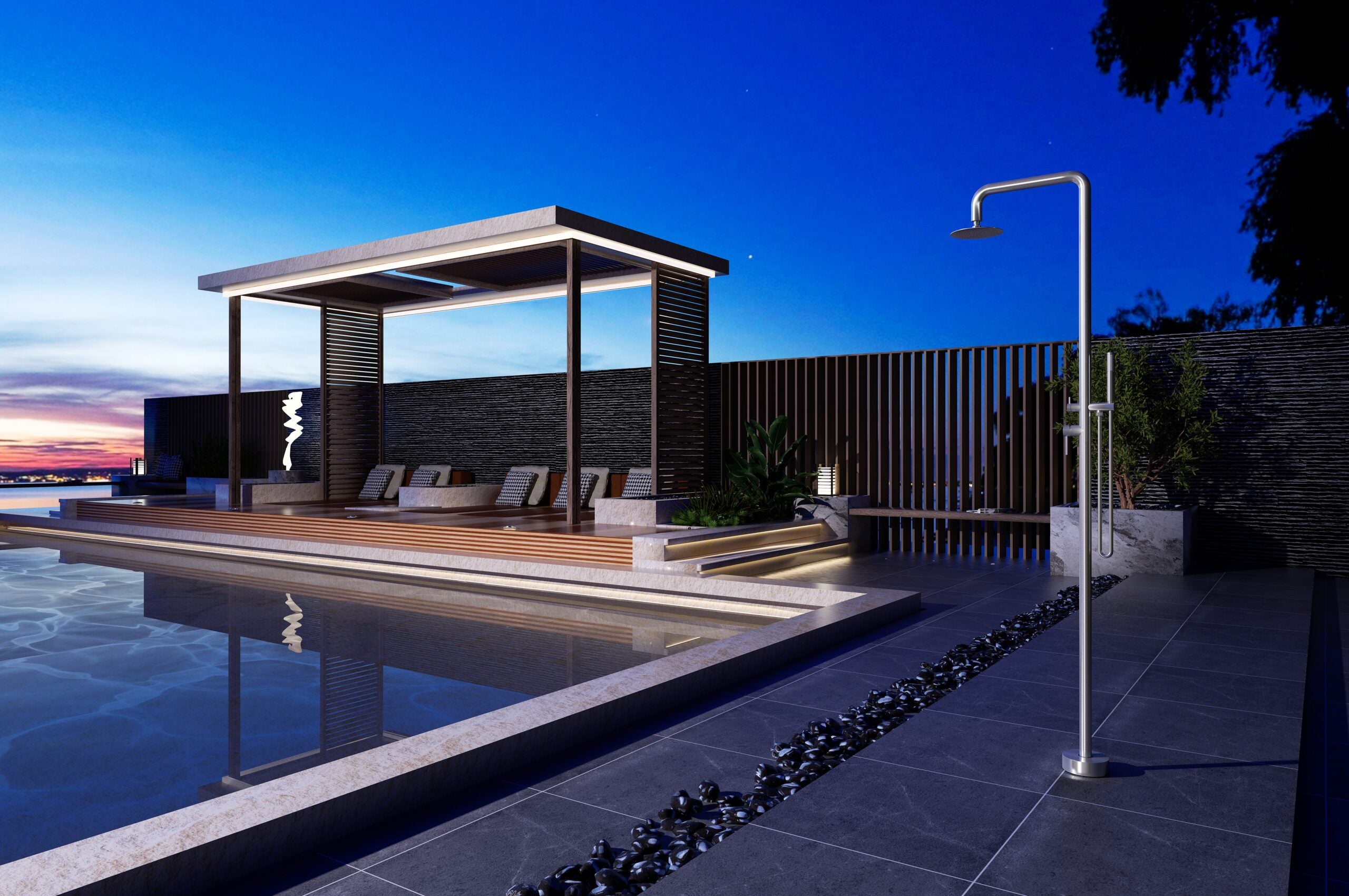 IMEX Cascata per piscina in acciaio 316 con diffusore orientabile e rubinetto monocomando FLORIDA