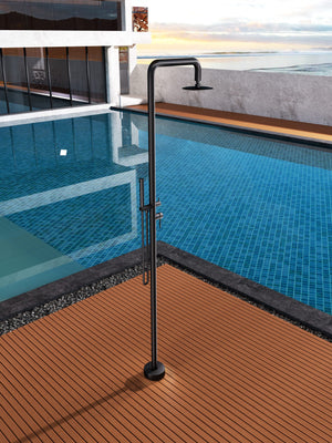IMEX Doccia Piscina Anticorrosione in Acciaio 316 Nero Opaco con Diffusore Orientabile e Rubinetto Monocomando FLORIDA