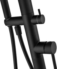 IMEX Doccia Piscina Anticorrosione in Acciaio 316 Nero Opaco con Diffusore Orientabile e Rubinetto Monocomando FLORIDA