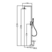 IMEX Doccia Piscina Anticorrosione in Acciaio 316 Nero Opaco con Diffusore Orientabile e Rubinetto Monocomando FLORIDA