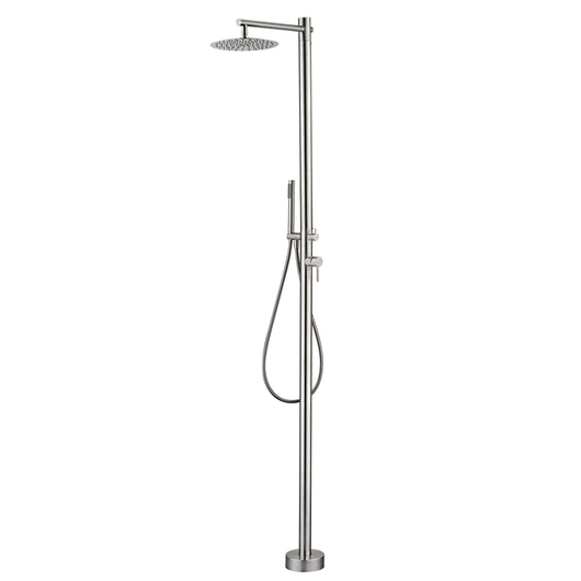 IMEX Doccia per piscine in acciaio 316 con diffusore orientabile e rubinetto monocomando colore Acciaio modello KANSAS