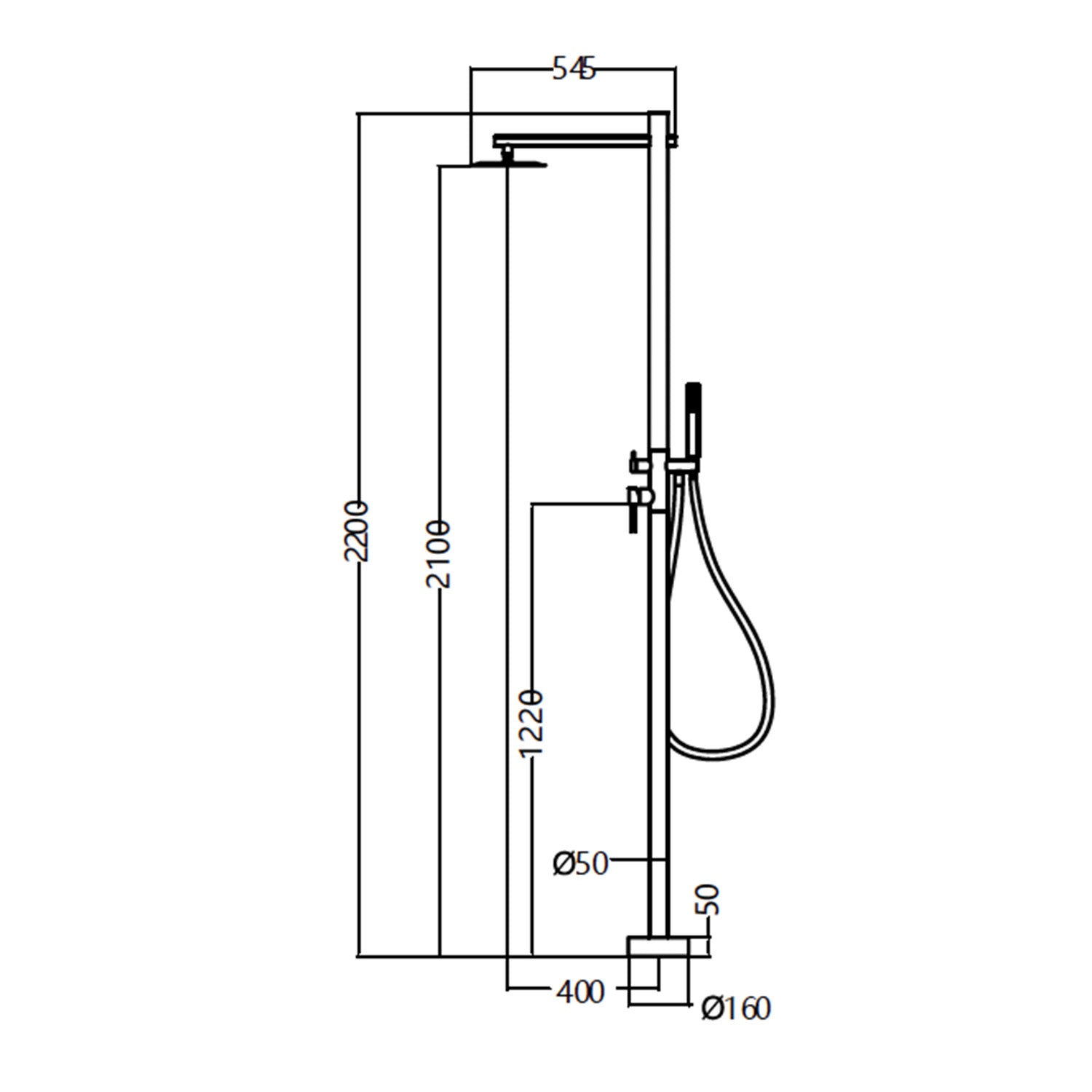 IMEX Doccia nera in acciaio inox 316 con diffusore orientabile da 250 mm e rubinetto monocomando KANSAS