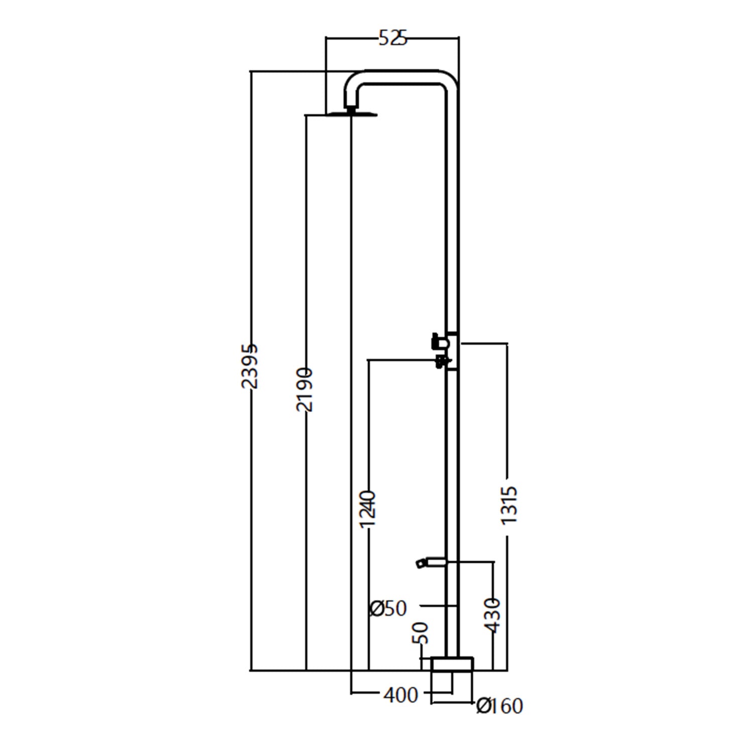 IMEX Doccia piscina in acciaio 316 anticorrosione con diffusore orientabile e rubinetto monoforo a 2 vie modello MICHIGAN