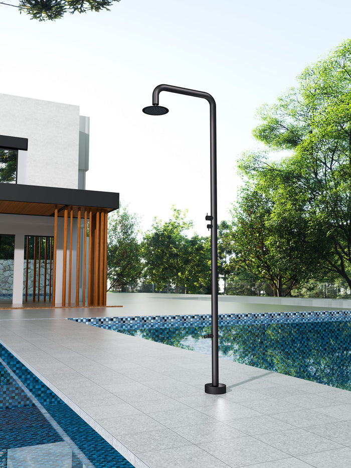 IMEX Doccia Piscina in Acciaio 316 Nero Opaco con Rubinetto Monoforo a 2 Vie e Diffusore Orientabile Modello MICHIGAN