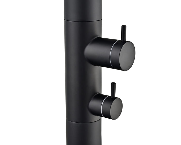 IMEX Doccia Piscina in Acciaio 316 Nero Opaco con Rubinetto Monoforo a 2 Vie e Diffusore Orientabile Modello MICHIGAN