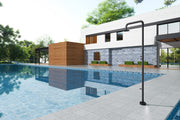 IMEX Doccia Piscina in Acciaio 316 Nero Opaco con Rubinetto Monoforo a 2 Vie e Diffusore Orientabile Modello MICHIGAN