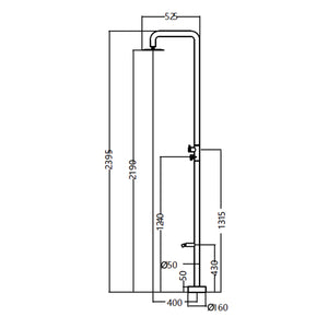IMEX Doccia Piscina in Acciaio 316 Nero Opaco con Rubinetto Monoforo a 2 Vie e Diffusore Orientabile Modello MICHIGAN