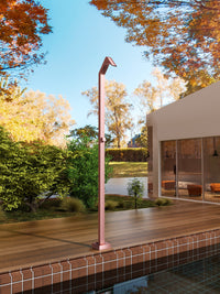 IMEX Doccia piscina in acciaio 316 rosa corallo con diffusore a cascata e rubinetto monoforo a 2 vie NIAGARA