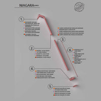 IMEX Doccia piscina in acciaio 316 rosa corallo con diffusore a cascata e rubinetto monoforo a 2 vie NIAGARA