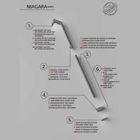 IMEX Doccia piscina in acciaio 316 argento con diffusore a cascata e rubinetto monoforo a 2 vie modello NIAGARA