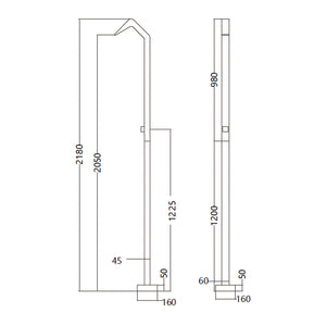 IMEX Doccia piscina in acciaio 316 beige con diffusore a cascata e rubinetto monoforo a 2 vie modello NIAGARA