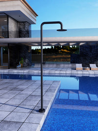 IMEX Doccia Piscina in Inox 316 Nero con Diffusore Orientabile e Rubinetto Monoforo Modello OREGON