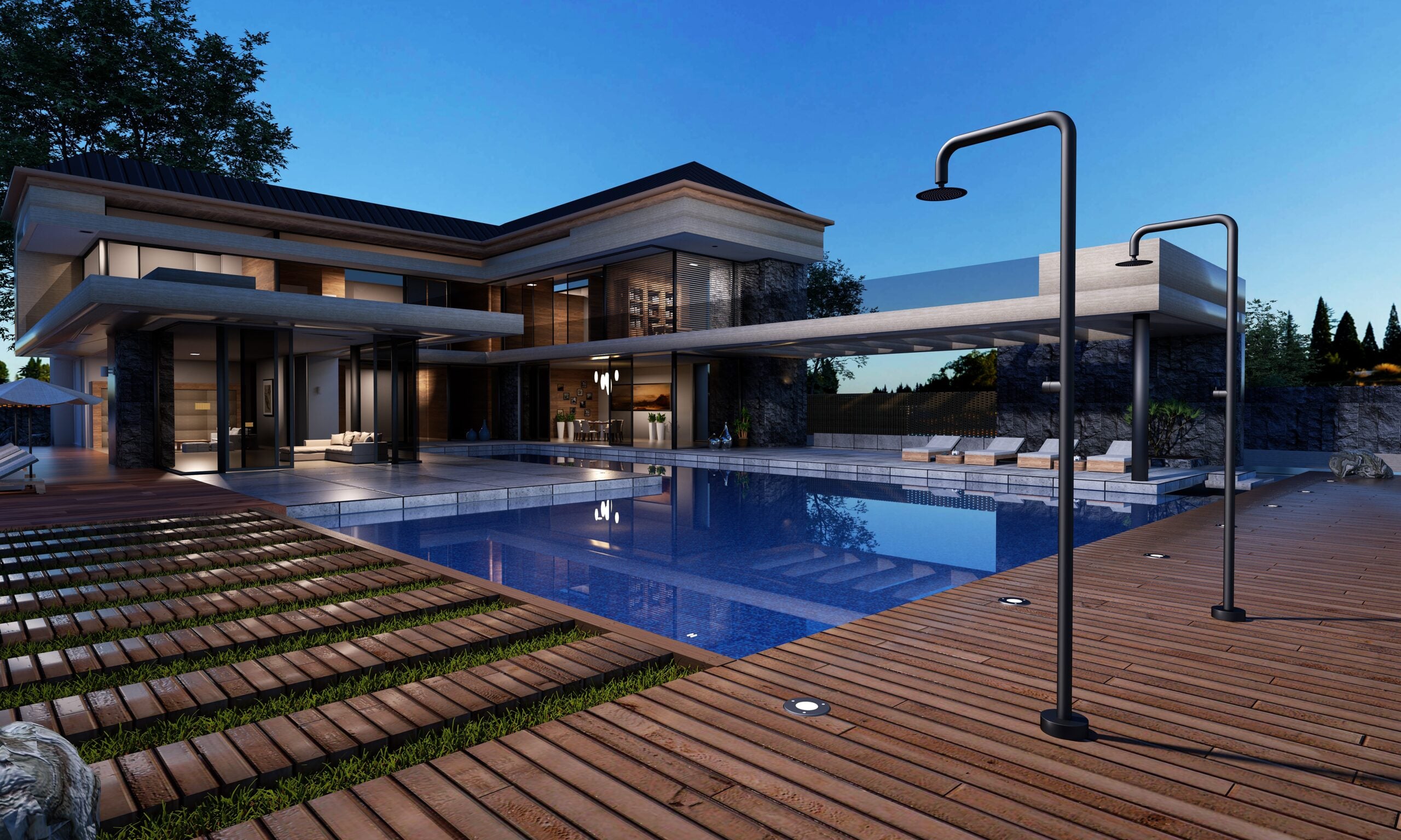 IMEX Doccia Piscina in Inox 316 Nero con Diffusore Orientabile e Rubinetto Monoforo Modello OREGON