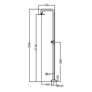IMEX Doccia Piscina in Inox 316 Nero con Diffusore Orientabile e Rubinetto Monoforo Modello OREGON