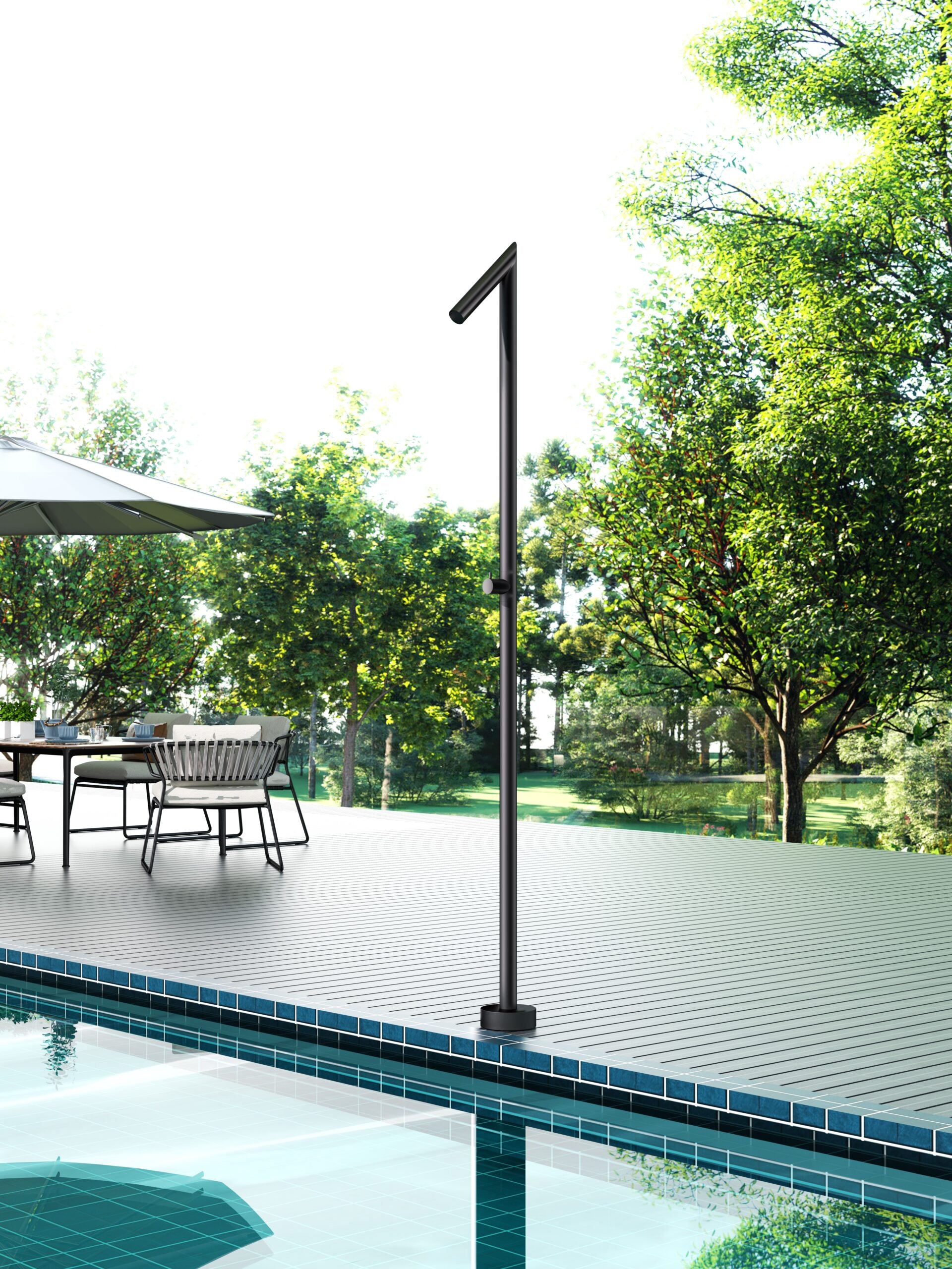 IMEX Doccia in acciaio 316 nera opaca con diffusore anticalcare e rubinetto monoforo modello OKLAHOMA