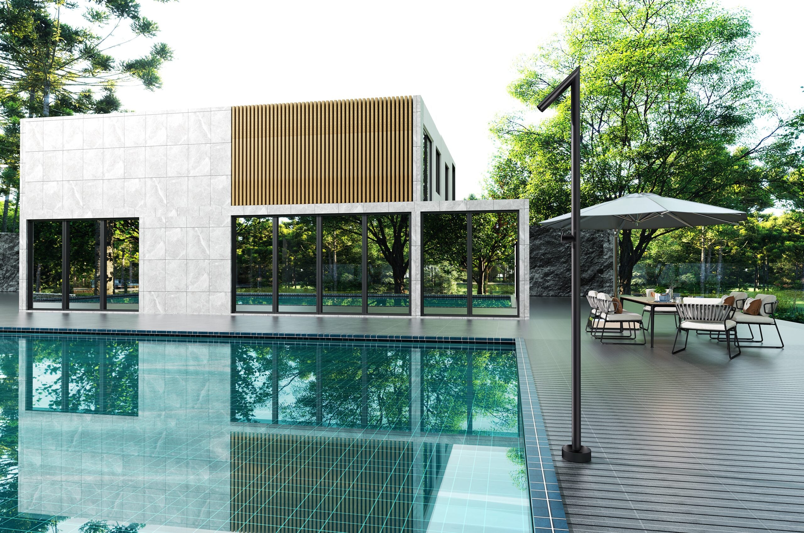 IMEX Doccia in acciaio 316 nera opaca con diffusore anticalcare e rubinetto monoforo modello OKLAHOMA