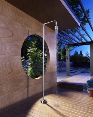 IMEX Doccia piscina in acciaio 316 design raffinato resistente alla corrosione con rubinetto monoforo e diffusore orientabile - Modello POOL