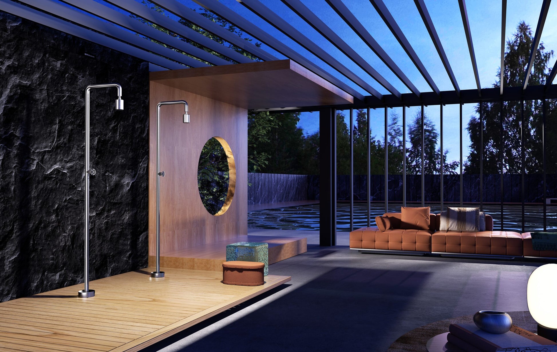 IMEX Doccia piscina in acciaio 316 design raffinato resistente alla corrosione con rubinetto monoforo e diffusore orientabile - Modello POOL