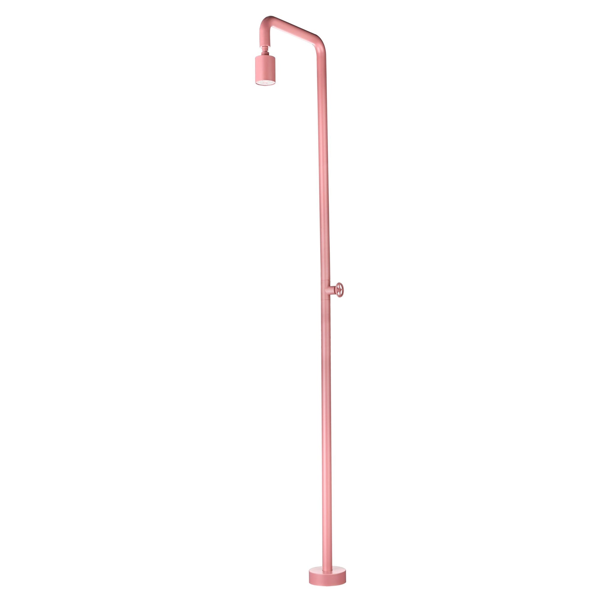 IMEX Doccia piscina rosa corallo in acciaio 316 con diffusore orientabile e rubinetto monoforo modello GPP001-ACL alta qualita anticorrosione per uso esterno
