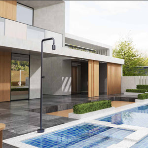 IMEX Doccia piscina grigia in acciaio 316 con diffusore orientabile anticalcare e rubinetto monoforo Codice IMEX-GPP001-AGCB