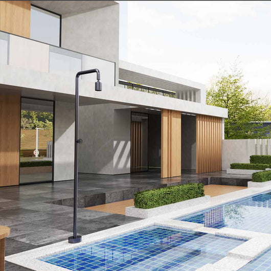 IMEX Doccia piscina grigia in acciaio 316 con diffusore orientabile anticalcare e rubinetto monoforo Codice IMEX-GPP001-AGCB