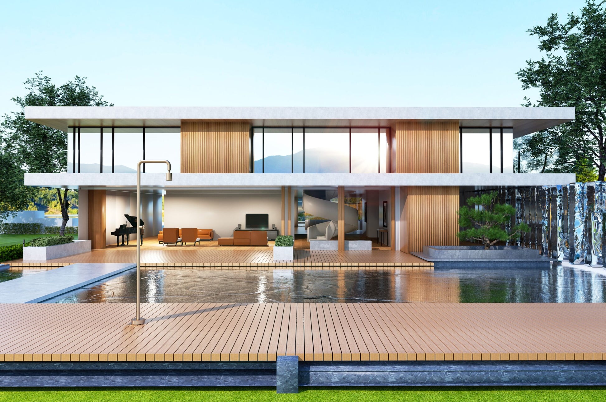 Doccia da Esterno Beige in acciaio inox 316 IMEX POOL per piscina o giardino design raffinato e resistente alla corrosione diffusore regolabile anticalcare rubinetto monoflusso