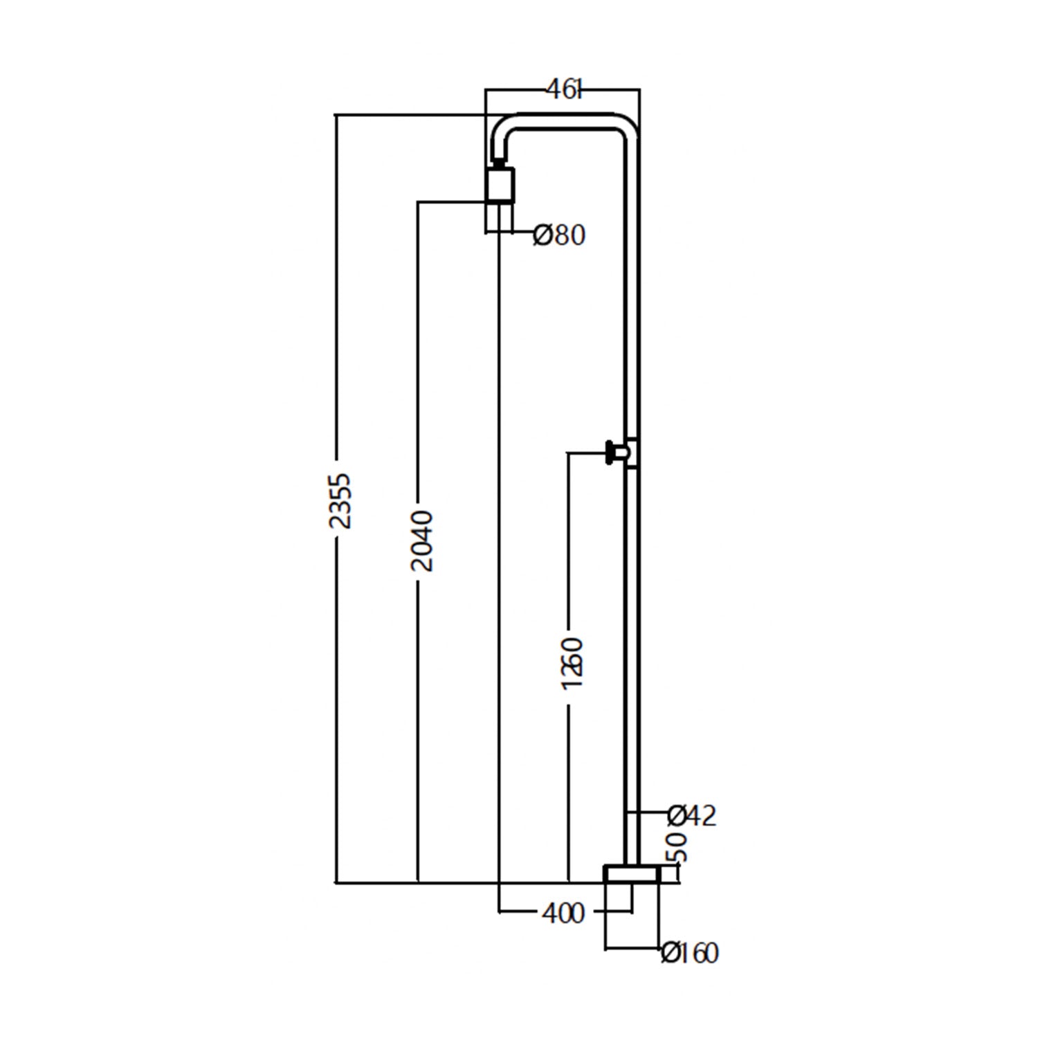 IMEX Doccia piscina nera in acciaio 316 con diffusore orientabile e rubinetto monoforo modello POOL