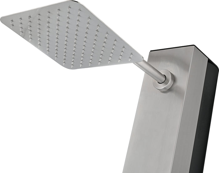 IMEX Doccia piscina in acciaio 316 grigio con rubinetto monovia e diffusore quadrato anticalcare PHOENIX