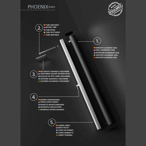 IMEX Doccia piscina in acciaio 316 grigio con rubinetto monovia e diffusore quadrato anticalcare PHOENIX