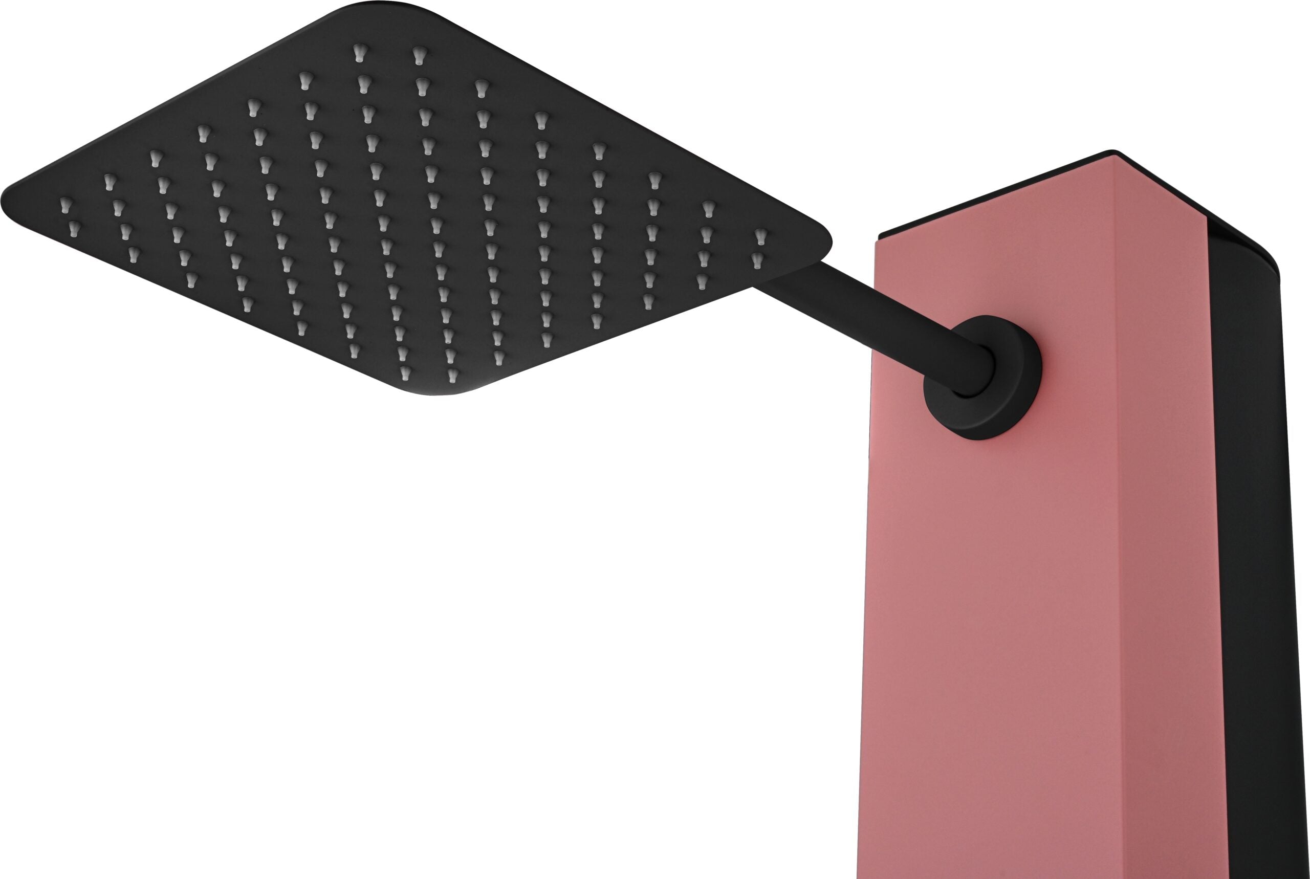 IMEX Doccia piscine in acciaio 316 rosa corallo e nero opaco con rubinetto monovia e diffusore anticalcare modello PHOENIX