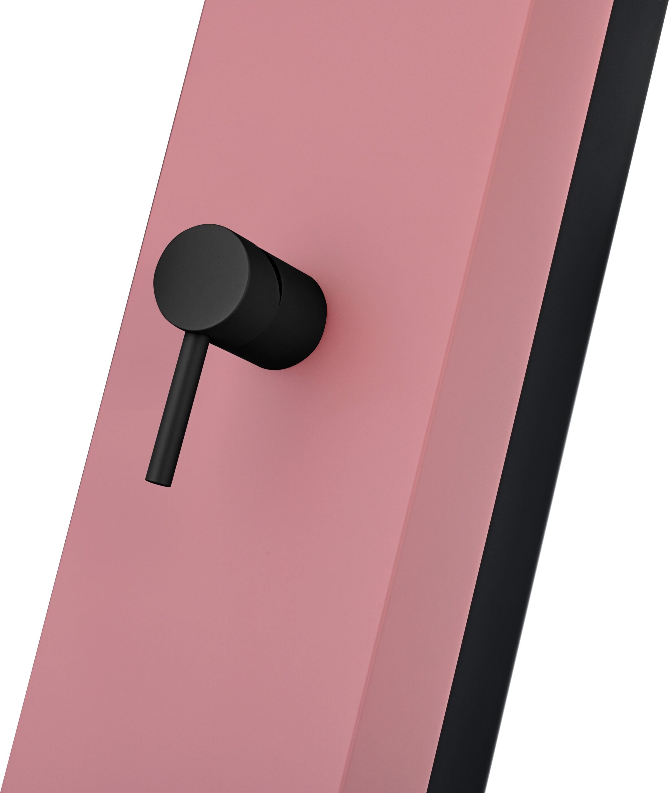 IMEX Doccia piscine in acciaio 316 rosa corallo e nero opaco con rubinetto monovia e diffusore anticalcare modello PHOENIX