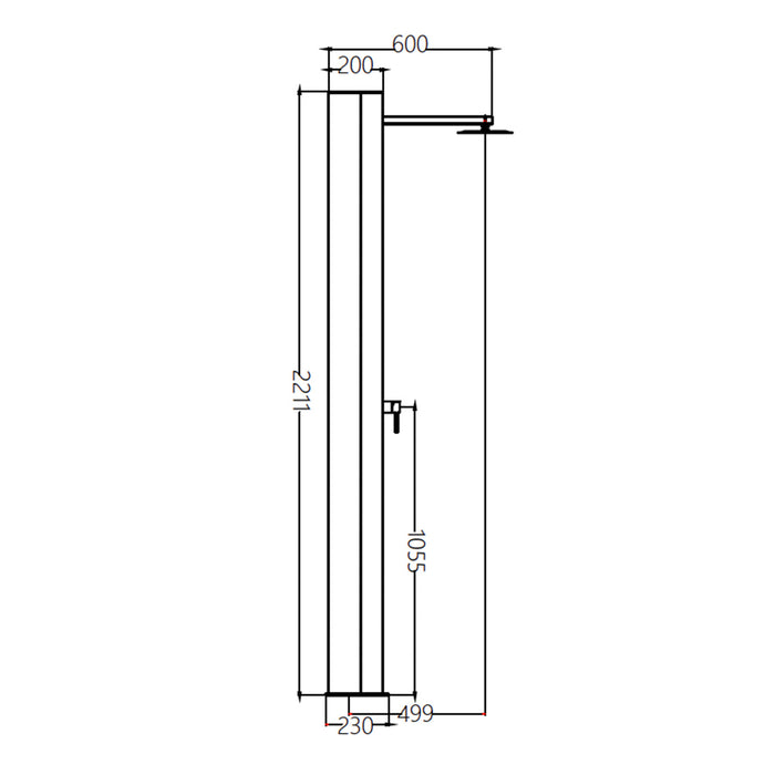 IMEX Doccia piscine in acciaio 316 rosa corallo e nero opaco con rubinetto monovia e diffusore anticalcare modello PHOENIX
