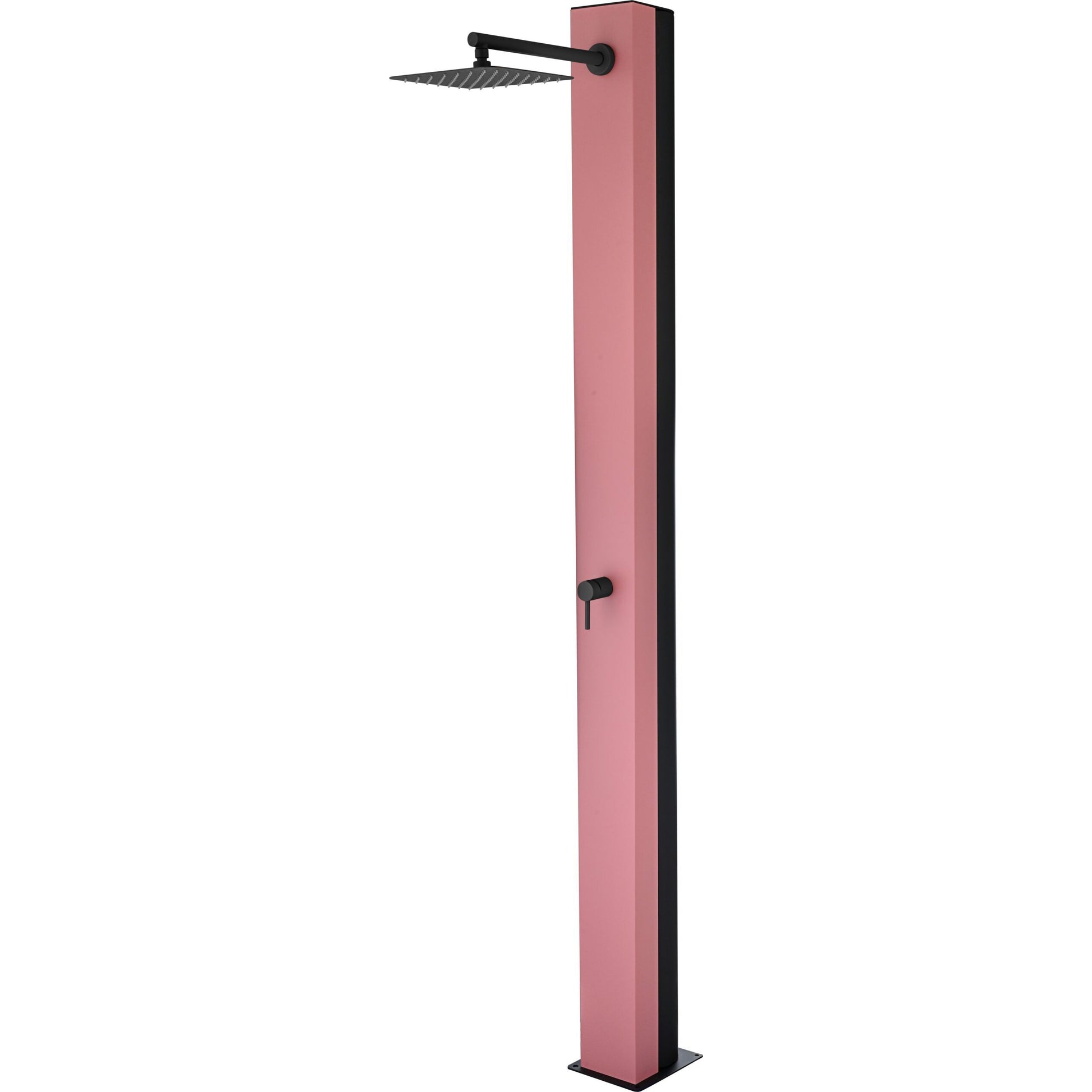 IMEX Doccia piscine in acciaio 316 rosa corallo e nero opaco con rubinetto monovia e diffusore anticalcare modello PHOENIX