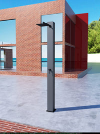 IMEX Doccia piscina in acciaio 316 grigio cobalto e nero opaco con rubinetto monovia e diffusore anticalcare PHOENIX