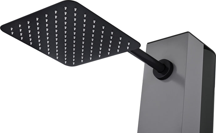 IMEX Doccia piscina in acciaio 316 grigio cobalto e nero opaco con rubinetto monovia e diffusore anticalcare PHOENIX