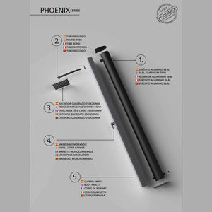 IMEX Doccia piscina in acciaio 316 grigio cobalto e nero opaco con rubinetto monovia e diffusore anticalcare PHOENIX