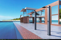 IMEX Doccia piscina in acciaio 316 grigio cobalto e nero opaco con rubinetto monovia e diffusore anticalcare PHOENIX